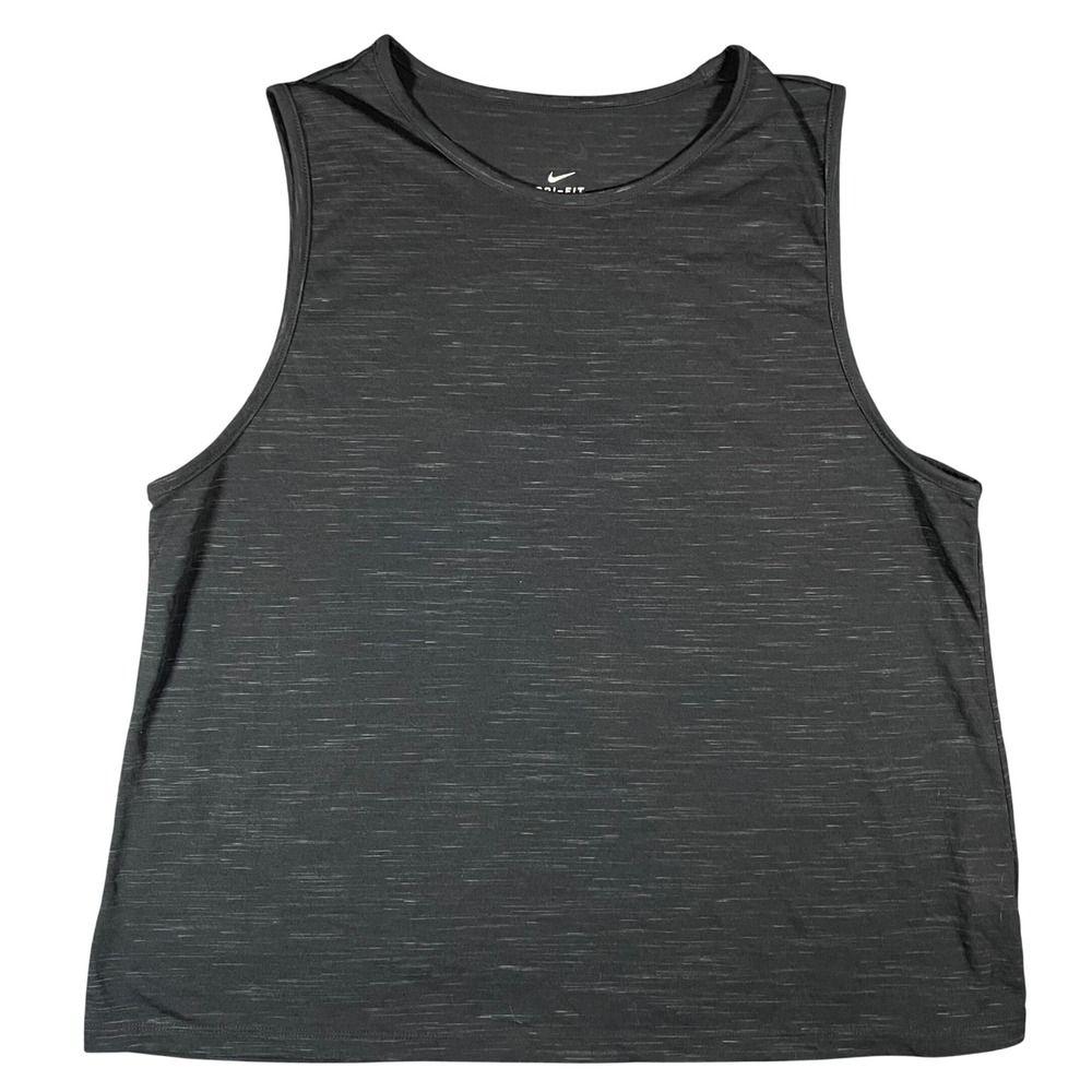 NWT Nike Womens Dri-FIT Training Tank Top Size 2X Black Heather AV9721-010